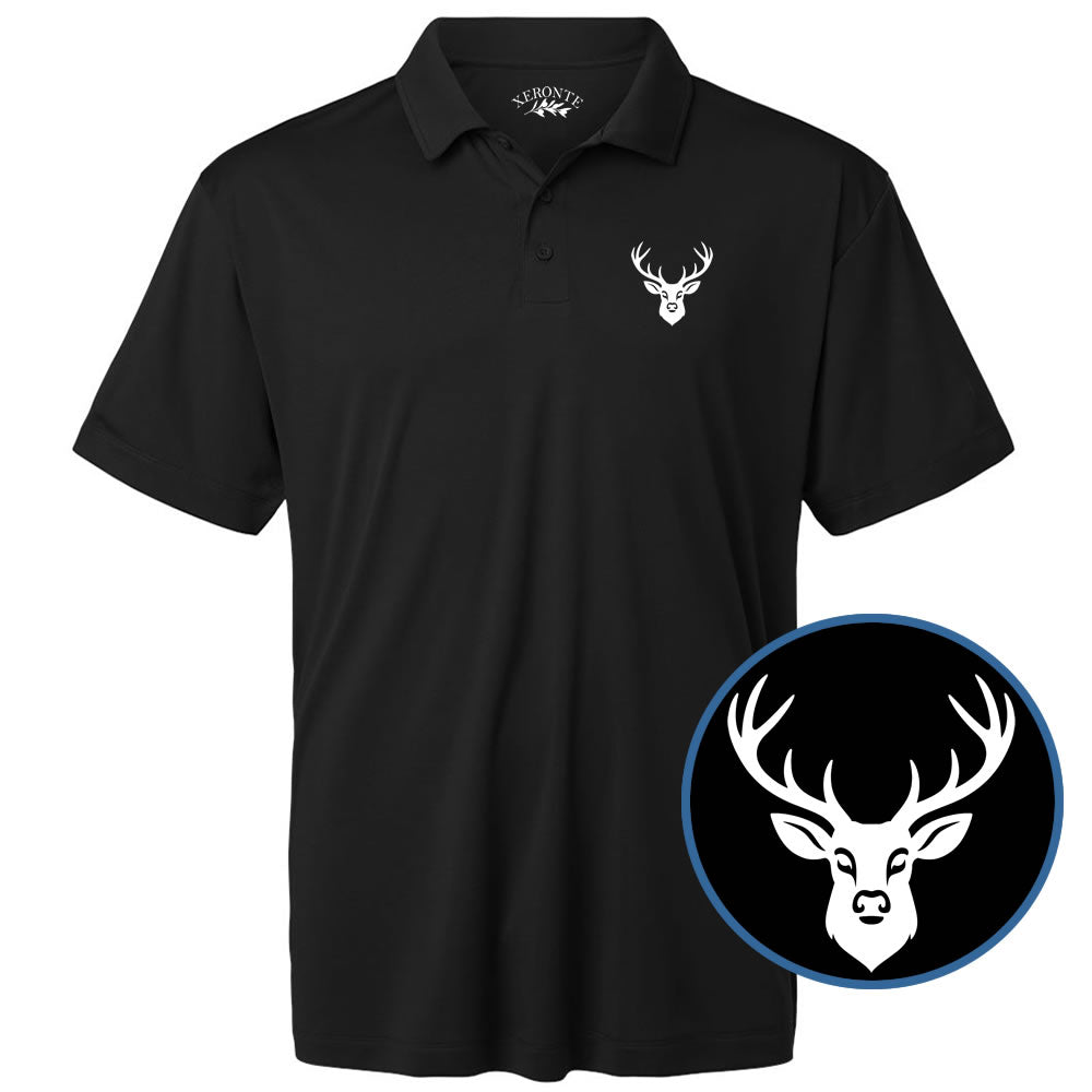 Black Deer Antler Men's Short Sleeve Golf Polo Shirt