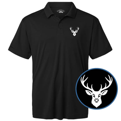 Black Deer Antler Men's Short Sleeve Golf Polo Shirt