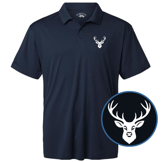 Navy Blue Deer Antler Men's Short Sleeve Golf Polo Shirt