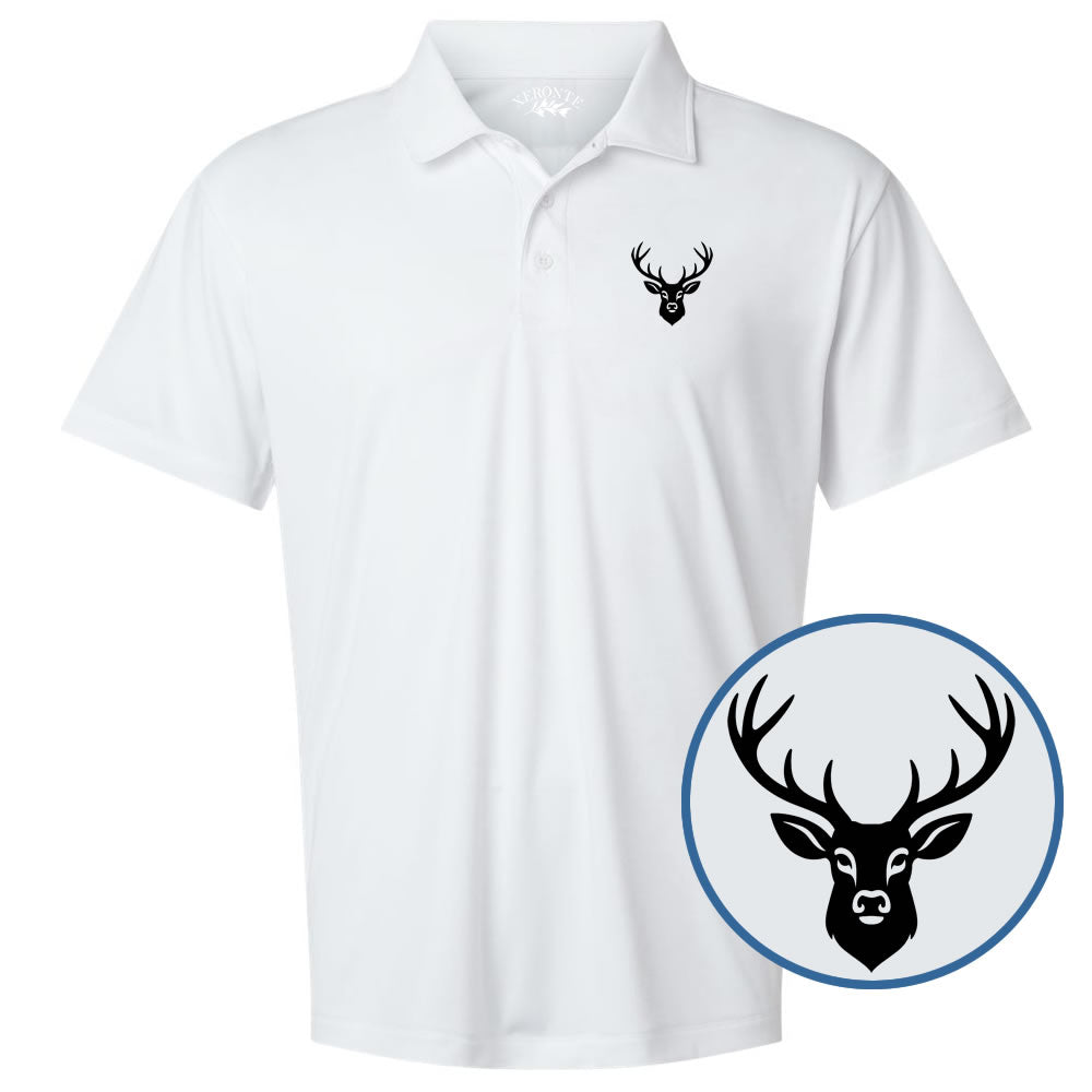 White Deer Antler Men's Short Sleeve Golf Polo Shirt