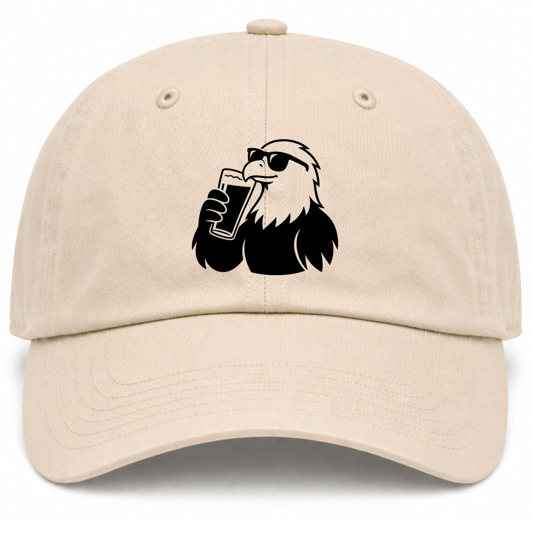 Beige Eagle Drinking Beer Golf Dad Hat