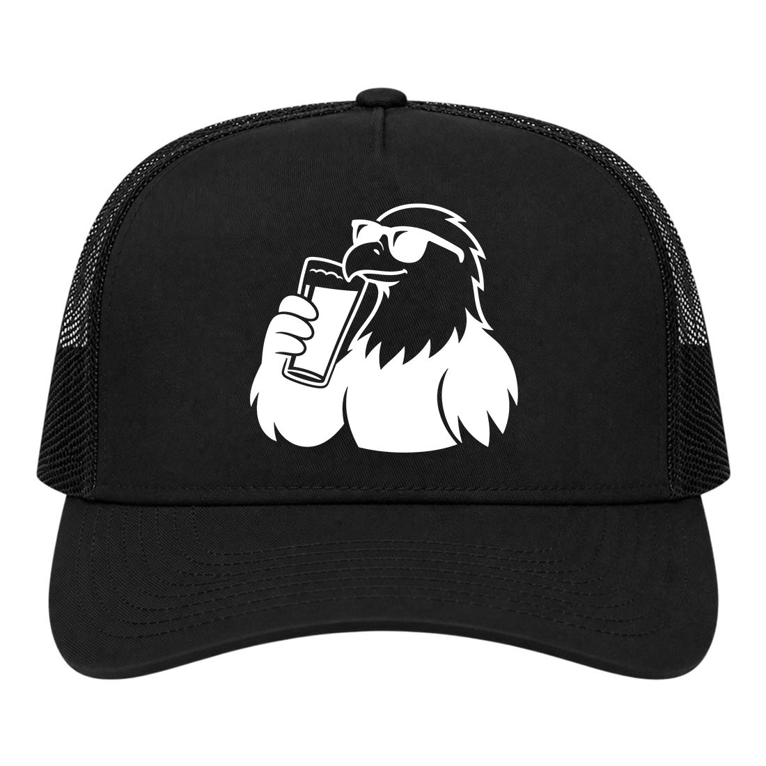 Black Eagle Drinking Beer Golf Trucker Hat