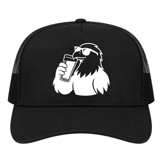 Black Eagle Drinking Beer Golf Trucker Hat