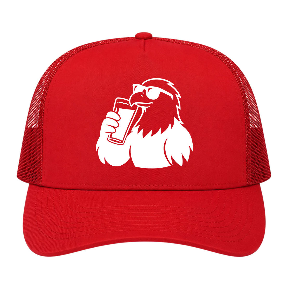 Red Eagle Drinking Beer Golf Trucker Hat