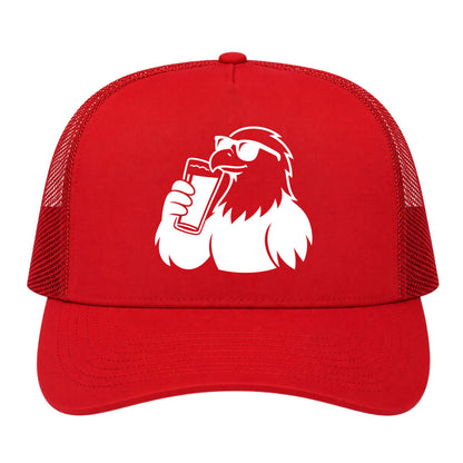 Red Eagle Drinking Beer Golf Trucker Hat