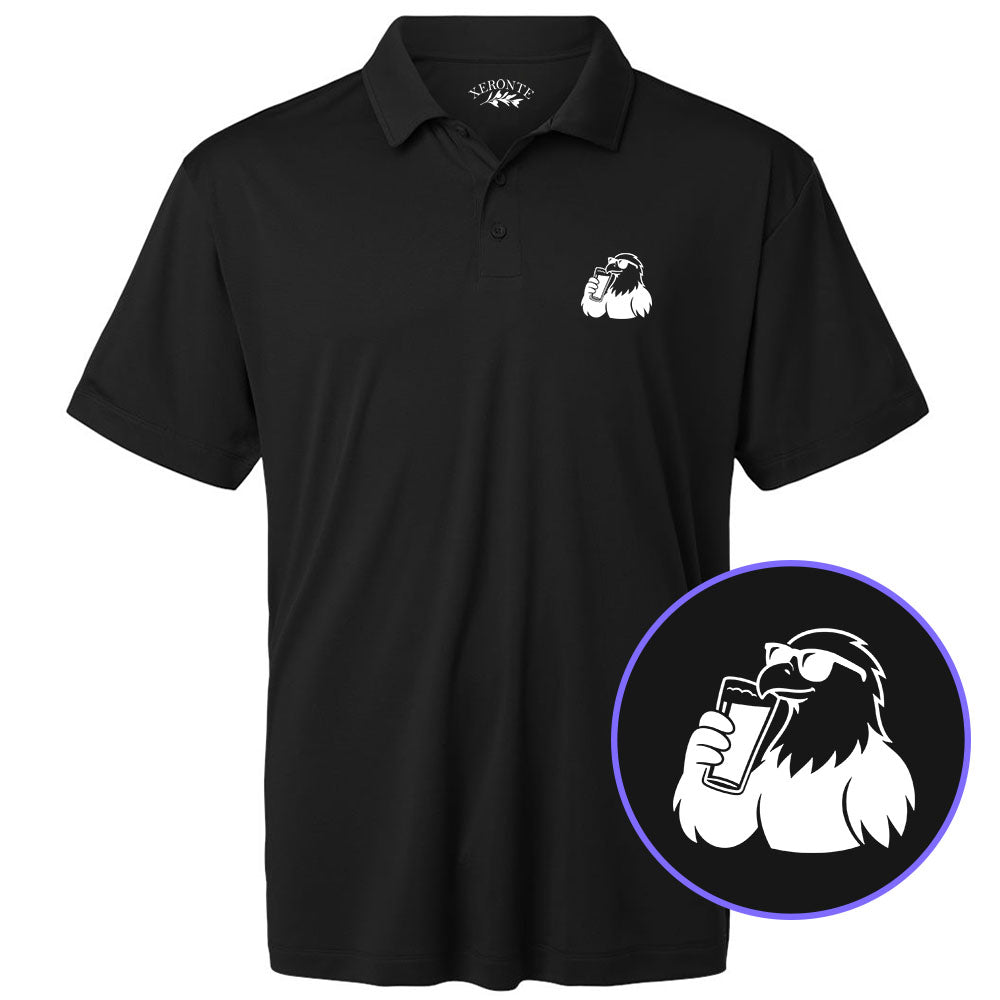 Black Eagle Drinking Beer Men's Golf Polo Shirt
