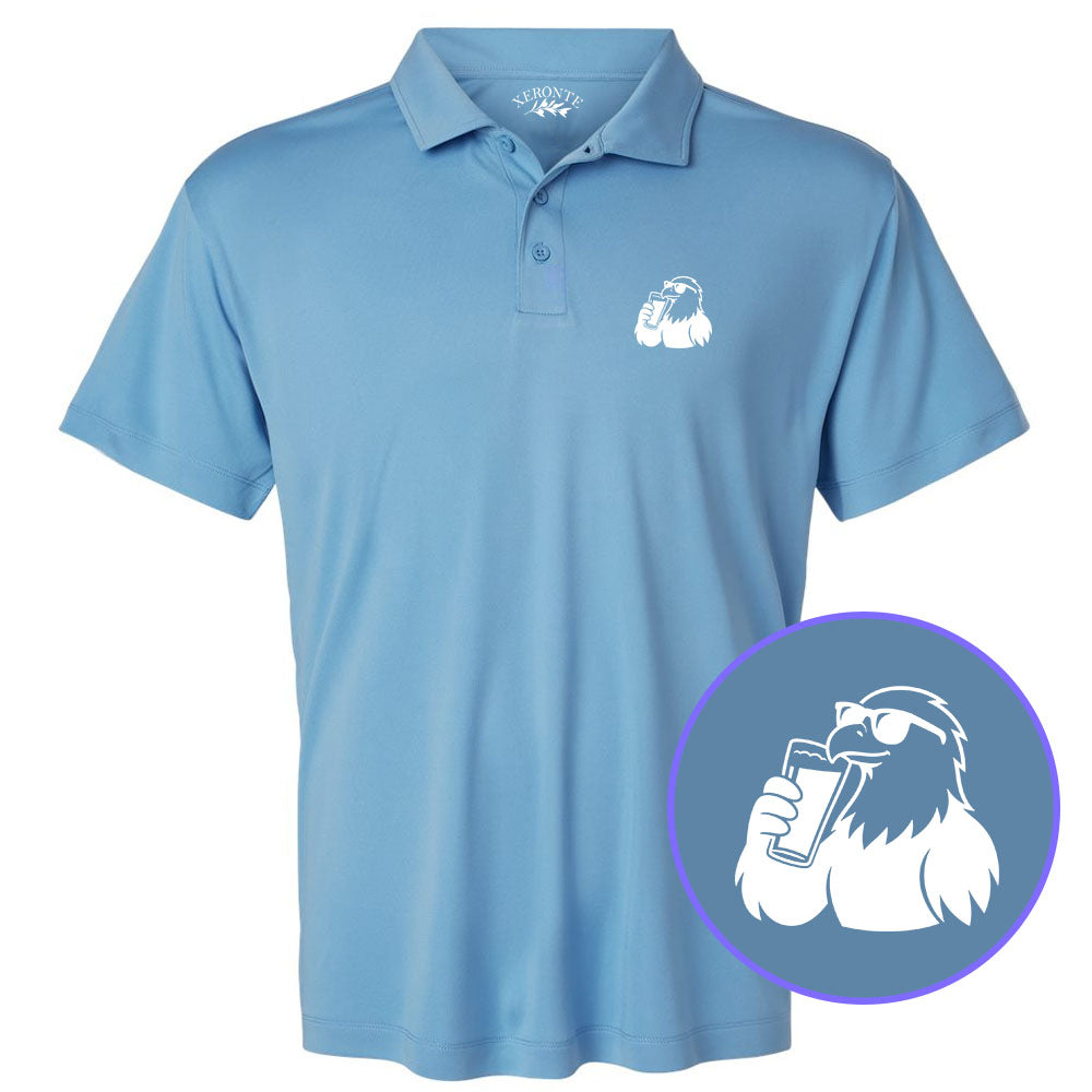 Carolina Blue Eagle Drinking Beer Men's Golf Polo Shirt