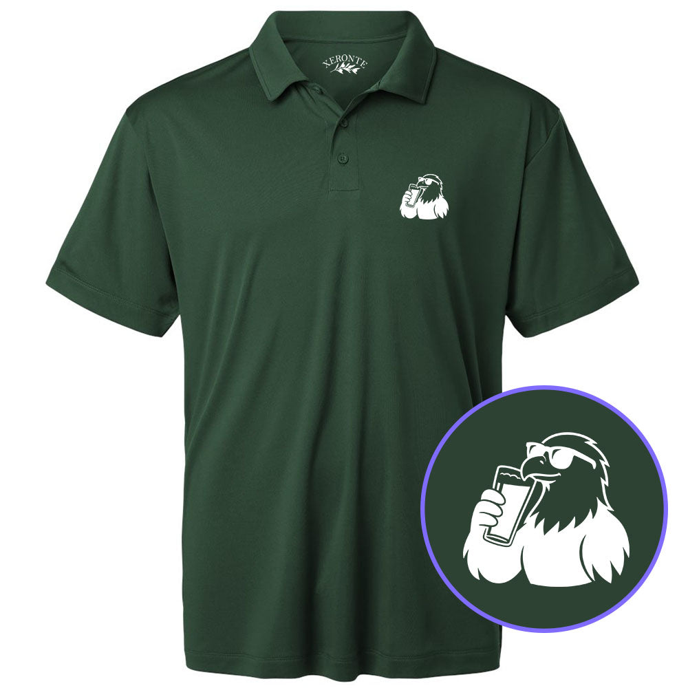 Green Eagle Drinking Beer Men's Golf Polo Shirt