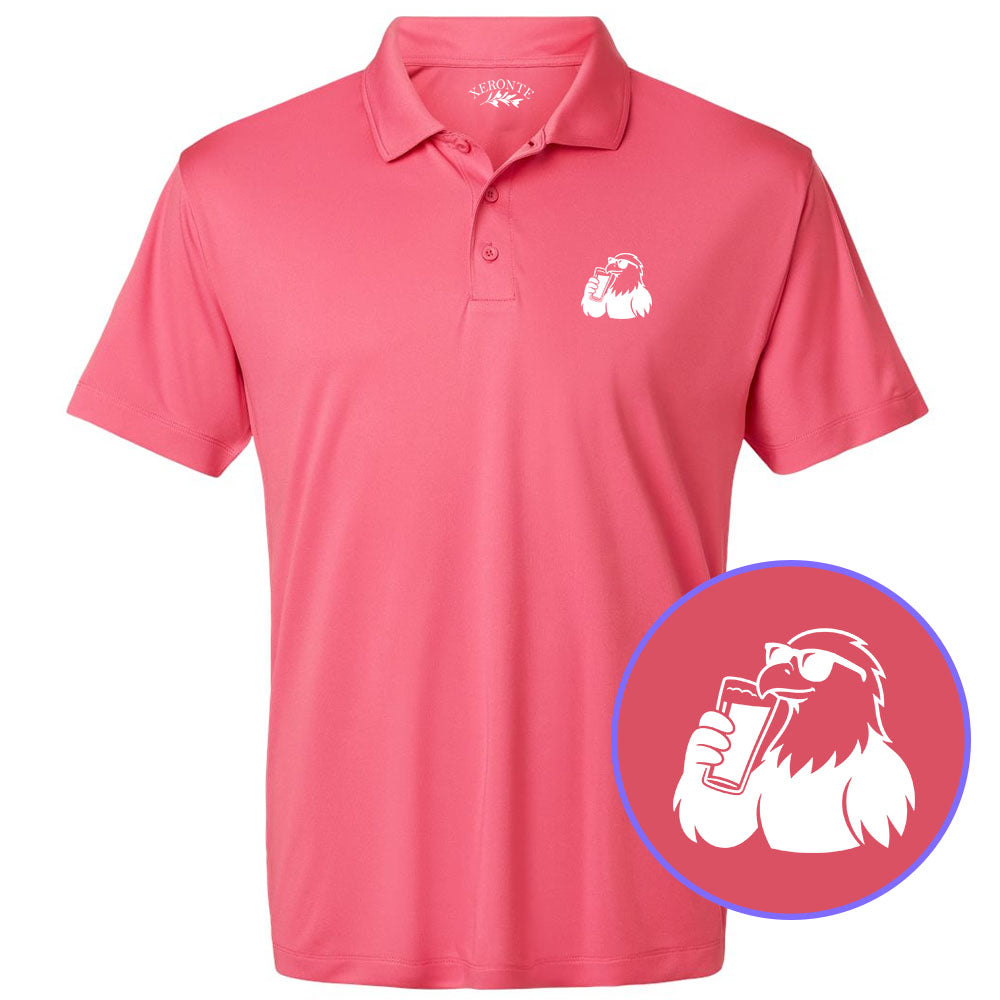 Pink Eagle Drinking Beer Men's Golf Polo Shirt