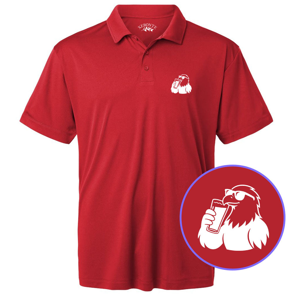 Red Eagle Drinking Beer Men's Golf Polo Shirt
