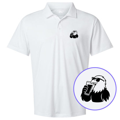 White Eagle Drinking Beer Men's Golf Polo Shirt