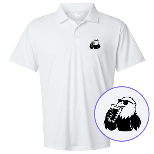 White Eagle Drinking Beer Men's Golf Polo Shirt