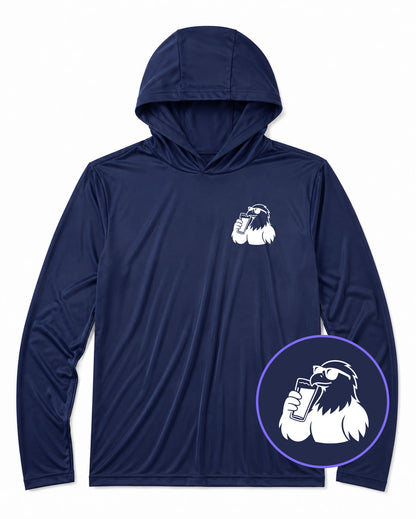 Navy Blue Eagle Drinking Beer Men's Lightweight Performance Golf Hoodie