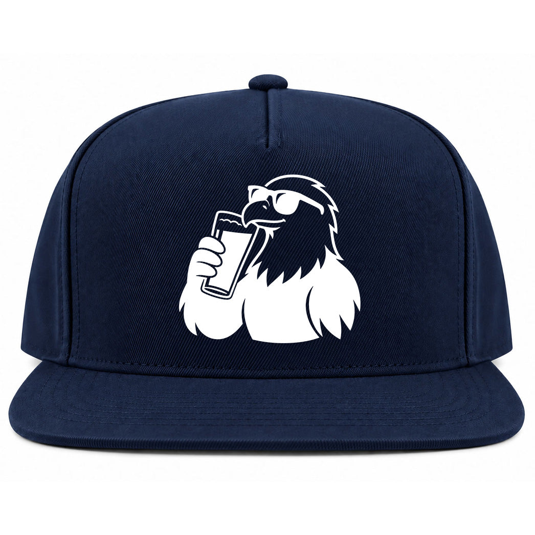 Navy Blue Eagle Drinking Beer Golf Snapback Hat