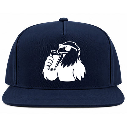 Navy Blue Eagle Drinking Beer Golf Snapback Hat