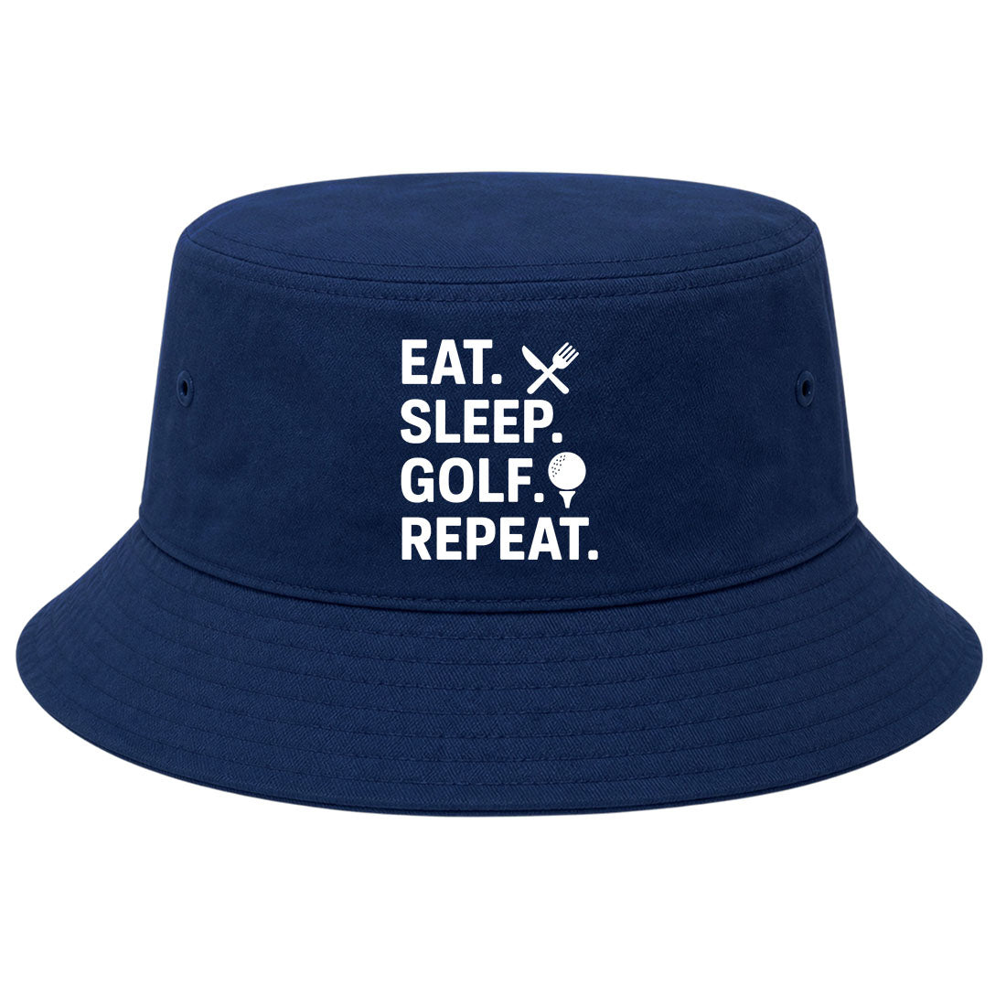 Navy Eat Sleep Golf Repeat Golf Bucket Hat