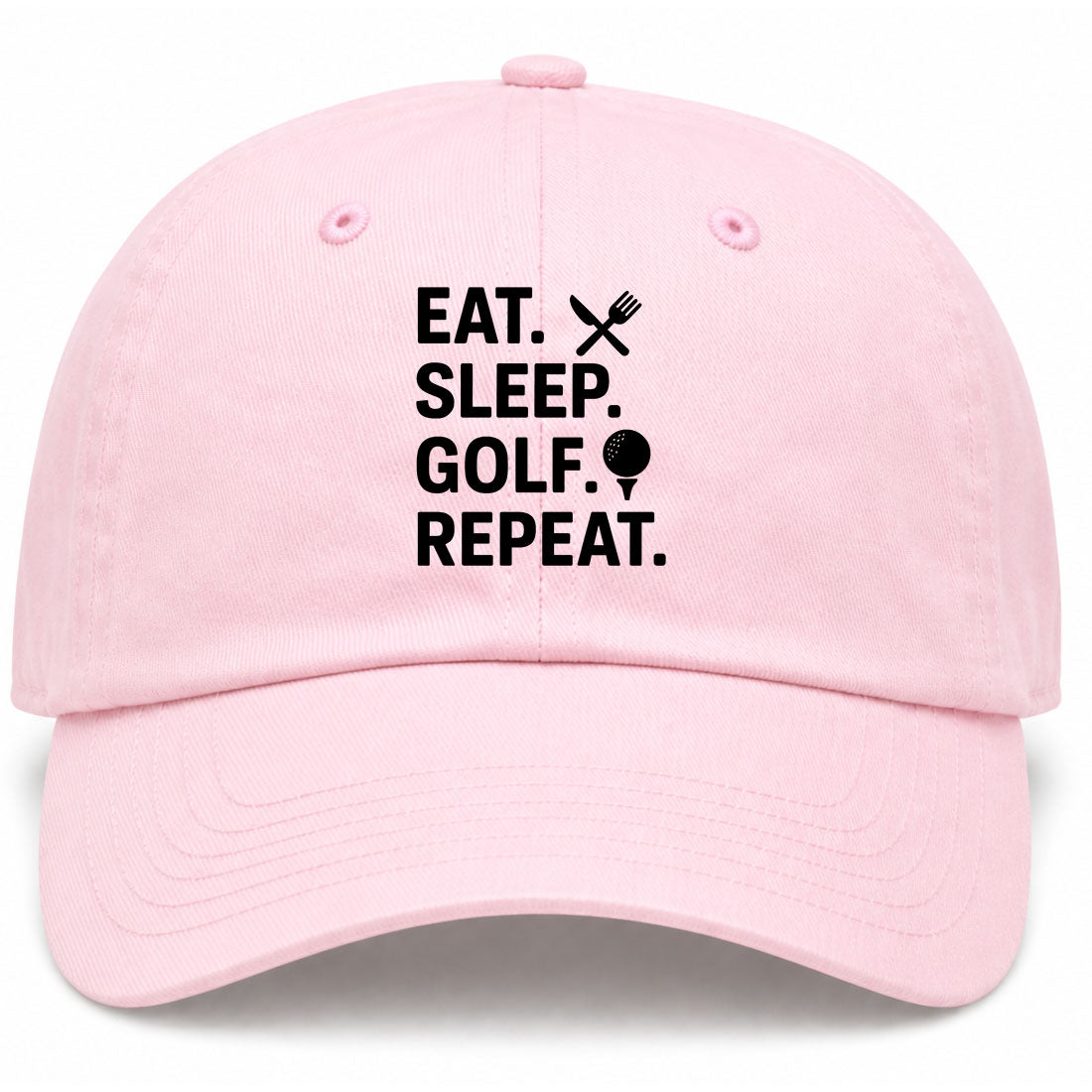 Pink Eat Sleep Golf Repeat Golf Dad Hat