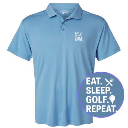 Carolina Blue Eat Sleep Golf Repeat Men's Golf Polo Shirt