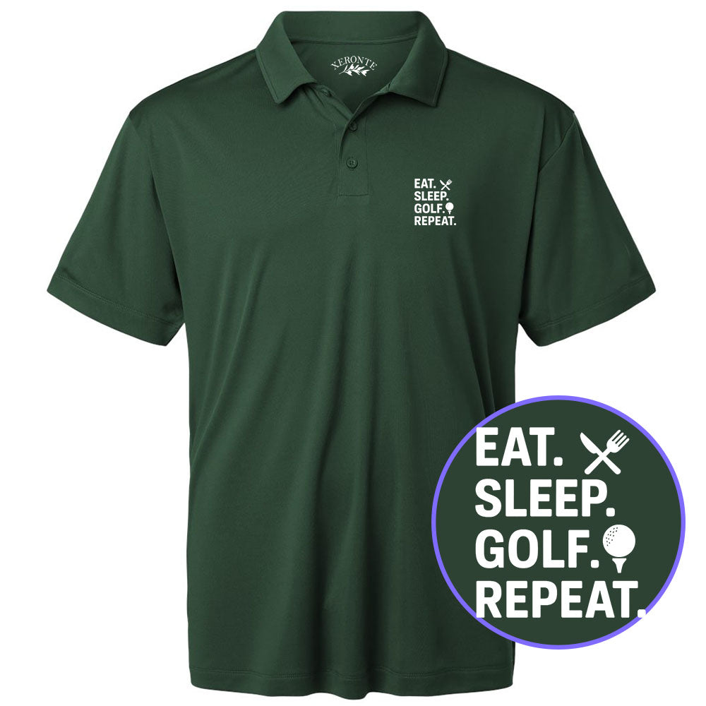 Green Eat Sleep Golf Repeat Men's Golf Polo Shirt