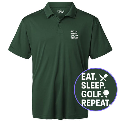 Green Eat Sleep Golf Repeat Men's Golf Polo Shirt