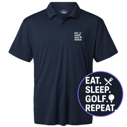 Navy Blue Eat Sleep Golf Repeat Men's Golf Polo Shirt