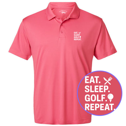Pink Eat Sleep Golf Repeat Men's Golf Polo Shirt
