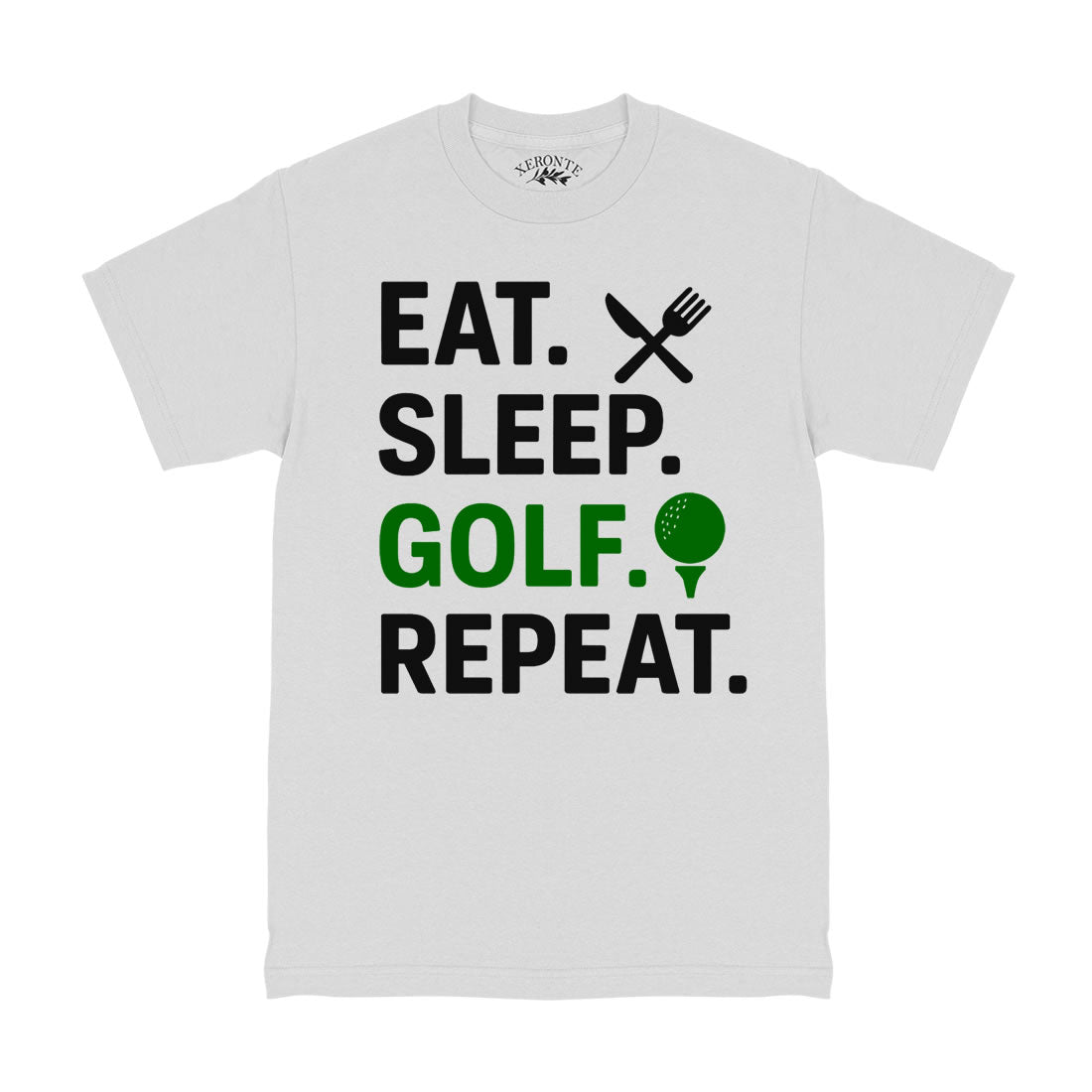 White Eat Sleep Golf Repeat T-Shirt