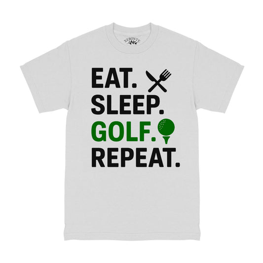 White Eat Sleep Golf Repeat T-Shirt