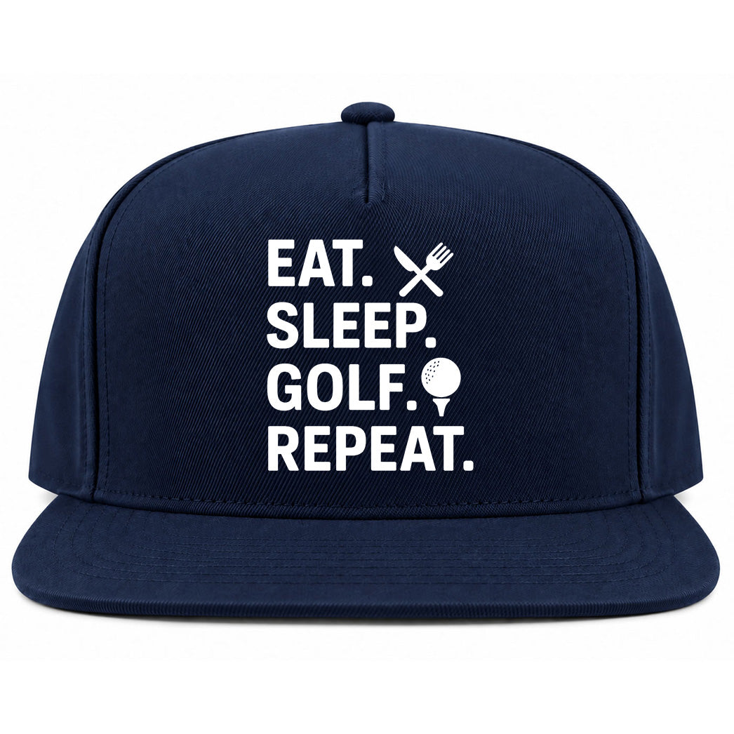 Navy Blue Eat Sleep Golf Repeat Golf Snapback Hat