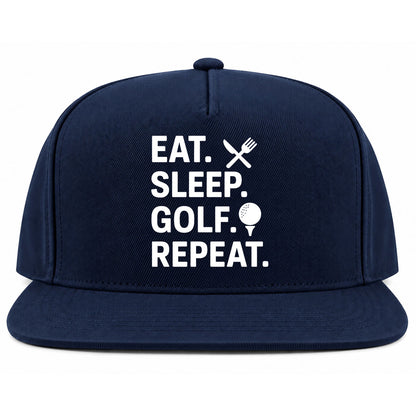 Navy Blue Eat Sleep Golf Repeat Golf Snapback Hat