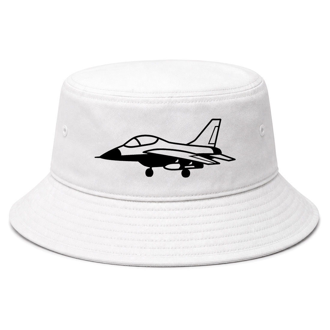 White Fighter Jet Air Force Golf Bucket Hat