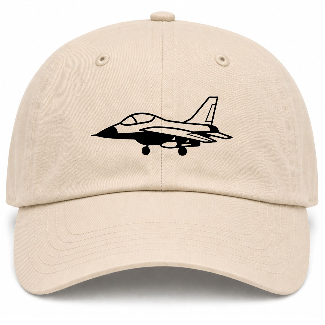 Beige Fighter Jet Air Force Golf Dad Hat