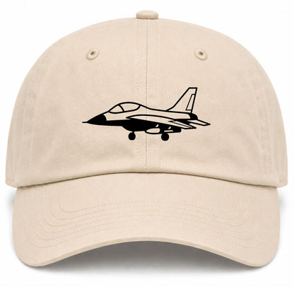 Beige Fighter Jet Air Force Golf Dad Hat