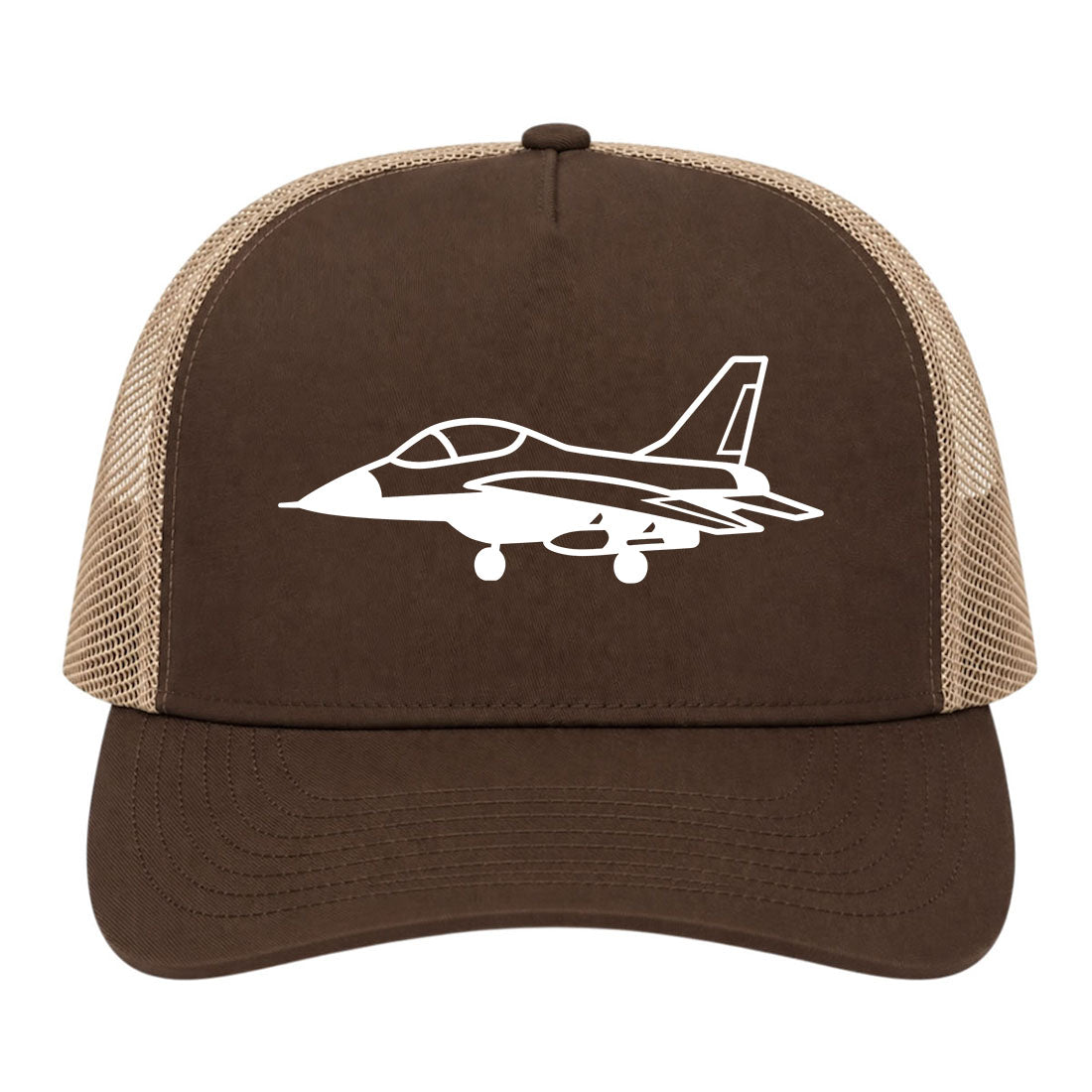 Brown Fighter Jet Air Force Golf Trucker Hat