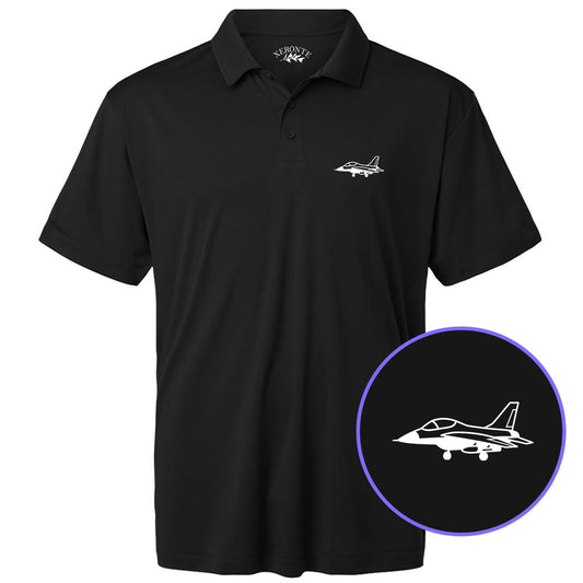 Black Fighter Jet Air Force Men's Golf Polo Shirt