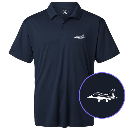 Navy Blue Fighter Jet Air Force Men's Golf Polo Shirt