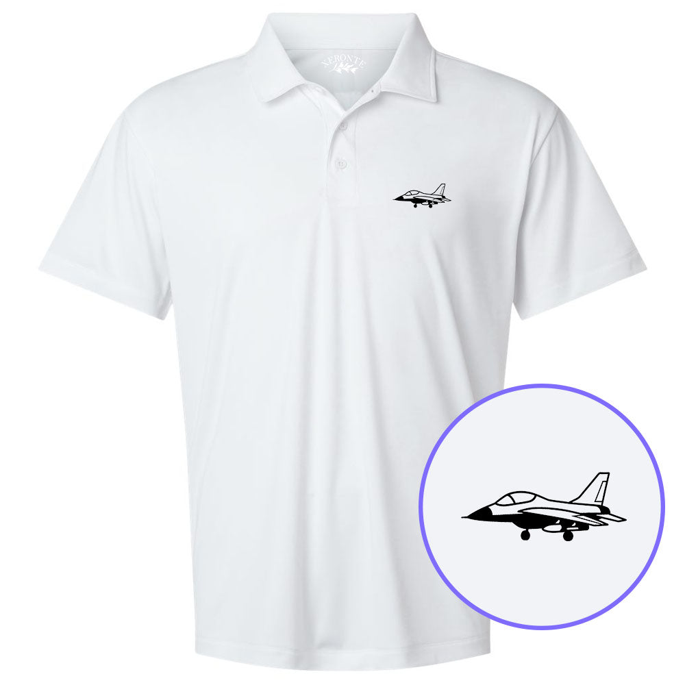 White Fighter Jet Air Force Men's Golf Polo Shirt