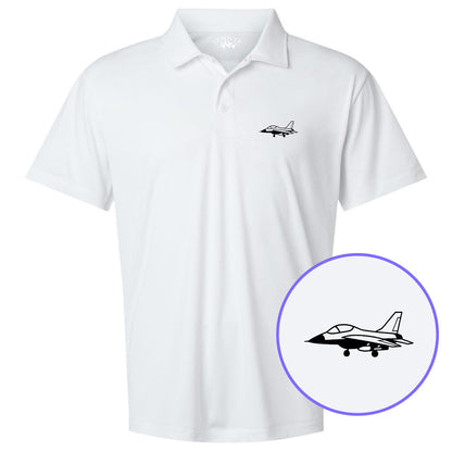 White Fighter Jet Air Force Men's Golf Polo Shirt