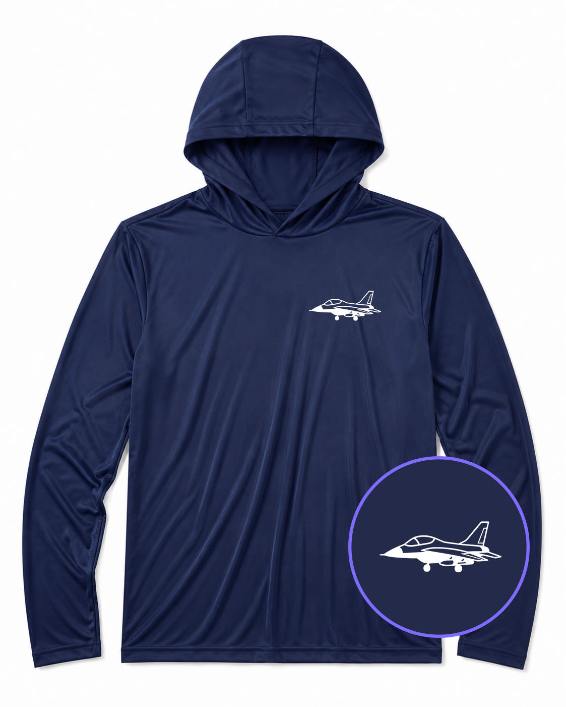 Navy Blue Fighter Jet Air Force Men's Lightweight Performance Golf Hoodie