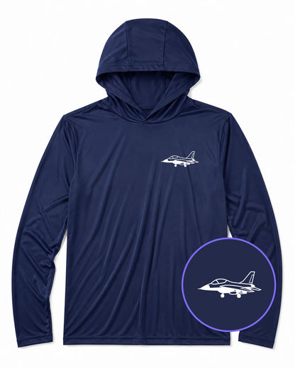 Navy Blue Fighter Jet Air Force Men's Lightweight Performance Golf Hoodie