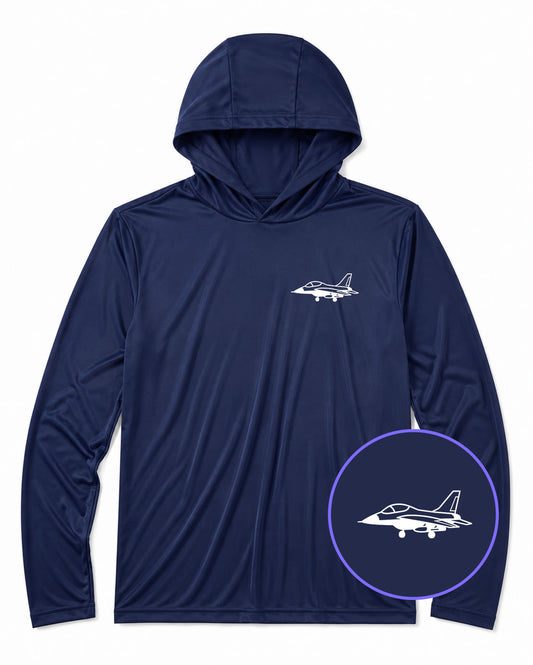 Navy Blue Fighter Jet Air Force Men's Lightweight Performance Golf Hoodie