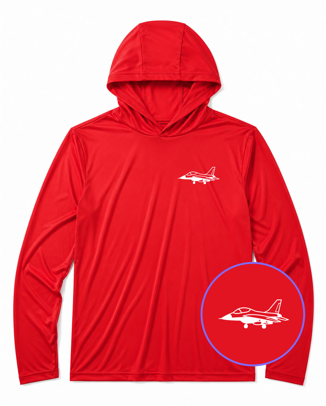 Red Fighter Jet Air Force Men's Lightweight Performance Golf Hoodie