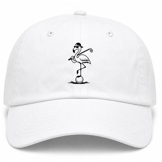 White Flamingo Golf Dad Hat