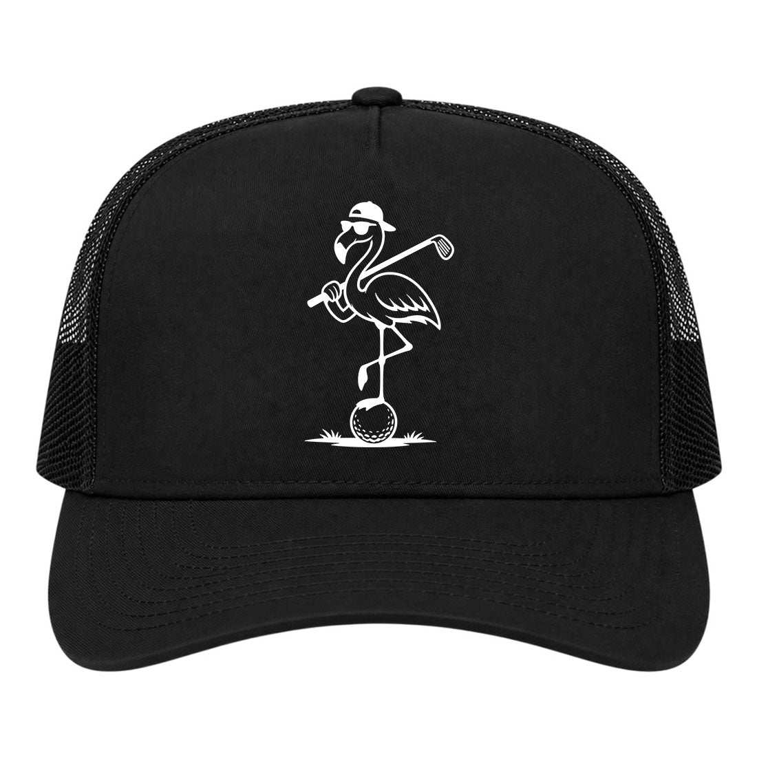 Black Flamingo Golf Trucker Hat