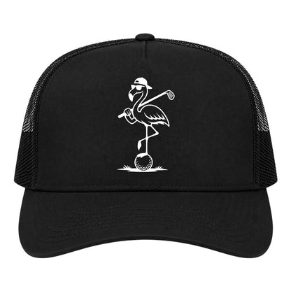 Black Flamingo Golf Trucker Hat