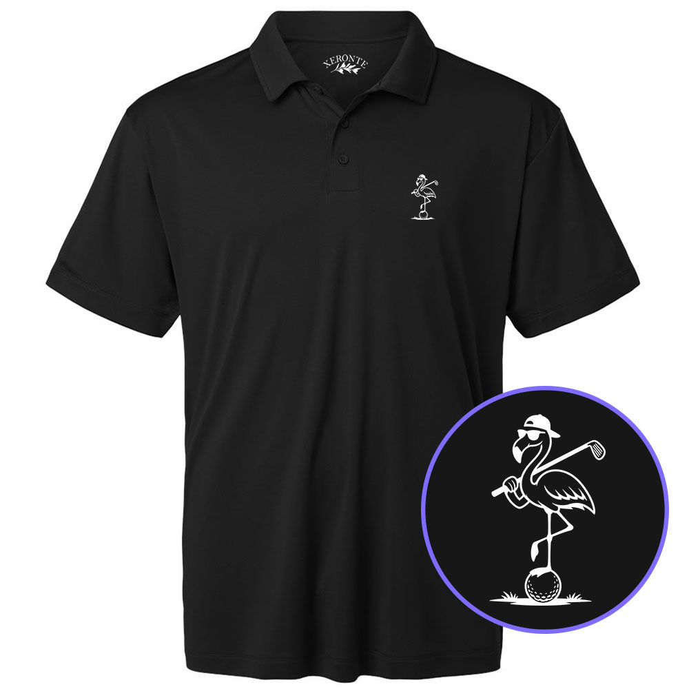 Black Flamingo Men's Golf Polo Shirt