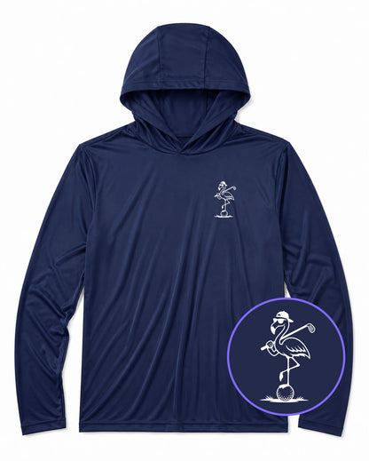 Navy Blue Flamingo Men's Lightweight Performance Golf Hoodie