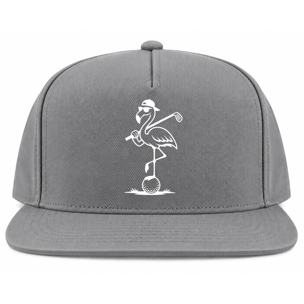Grey Flamingo Golf Snapback Hat