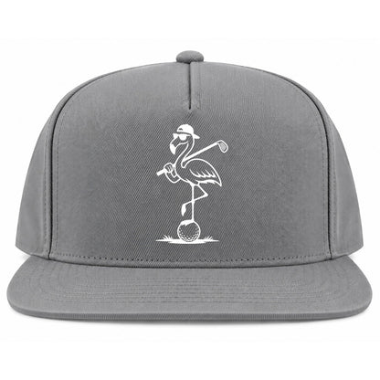 Grey Flamingo Golf Snapback Hat