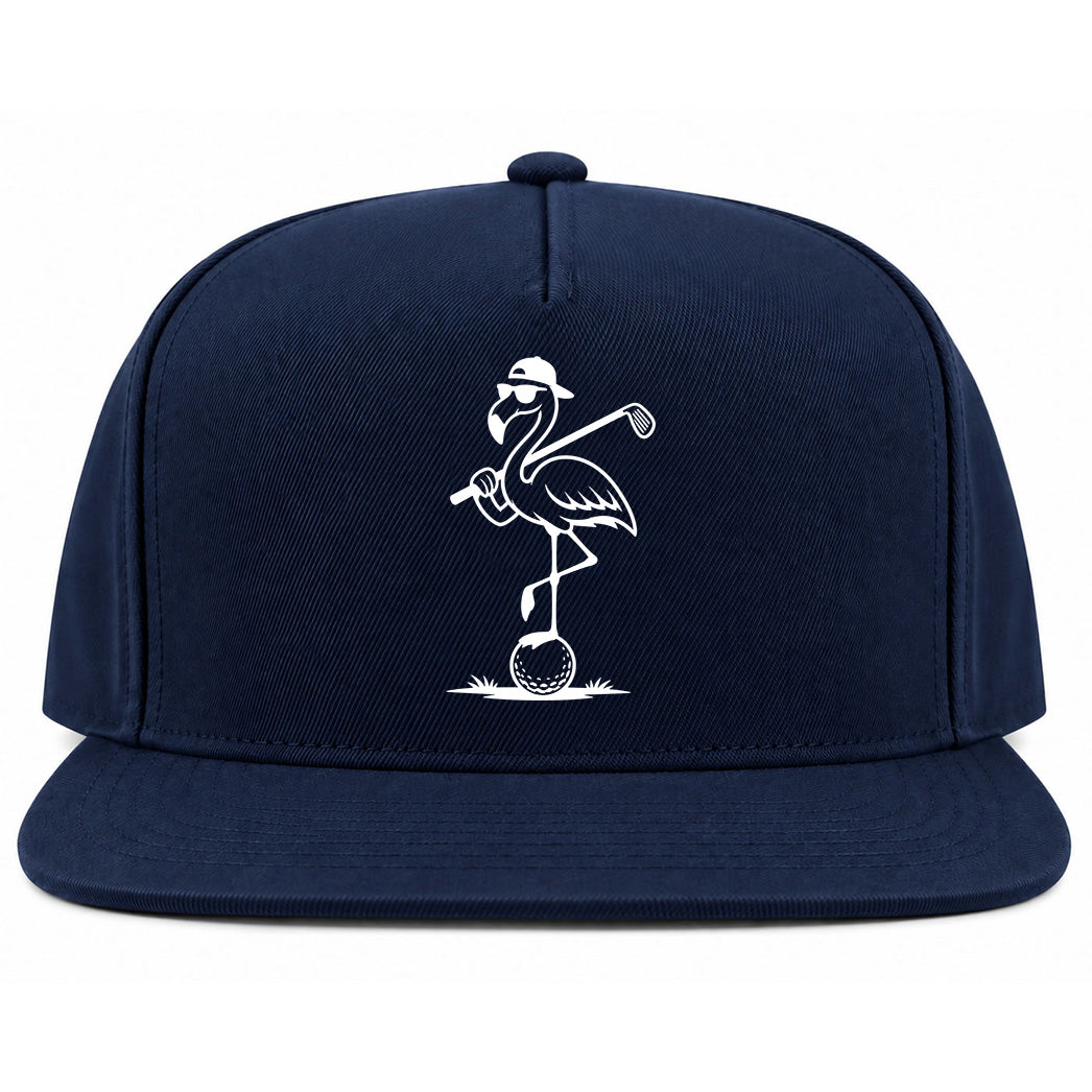 Navy Blue Flamingo Golf Snapback Hat